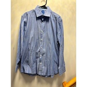 English Laundry Blue Striped Long Sleeve Button-Up Casual Shirt 16.5 34/35